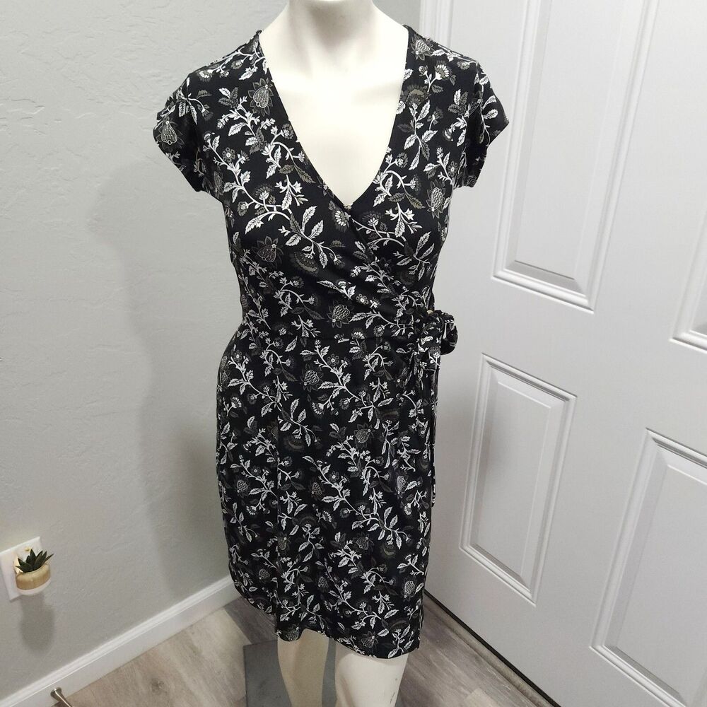 MICHAEL Michael Kors Wrap Dress Women SZ XS Floral Dark Romantic Bohemian Slinky
